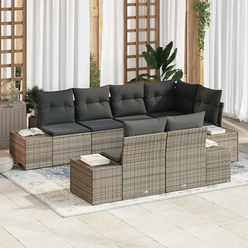 Ensemble de jardin 7 places polyrotin modulable avec coussins déhoussables Gris – ComfortXL Outdoor Living