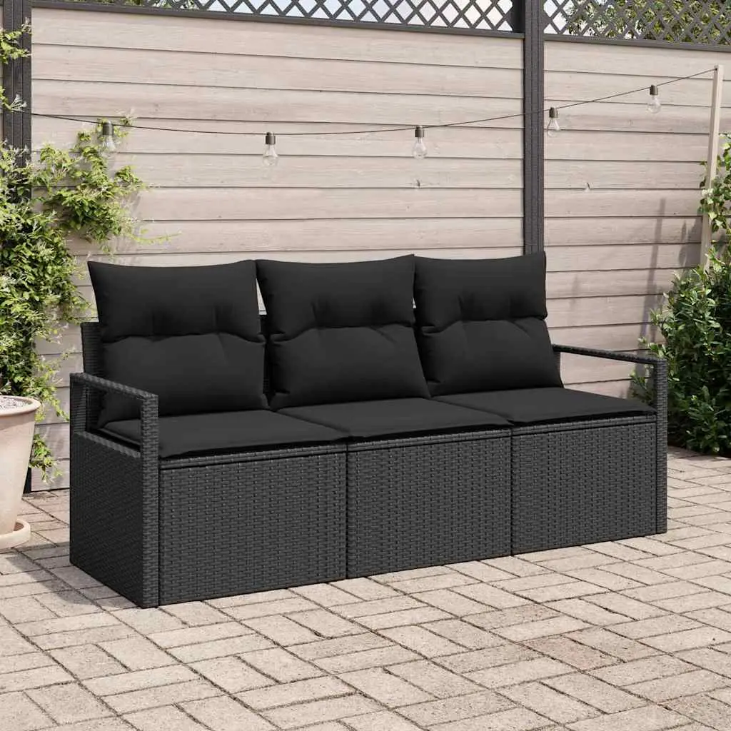 Ensemble de Canapés 3 pcs Noir polyrotin vidaXL 3346243