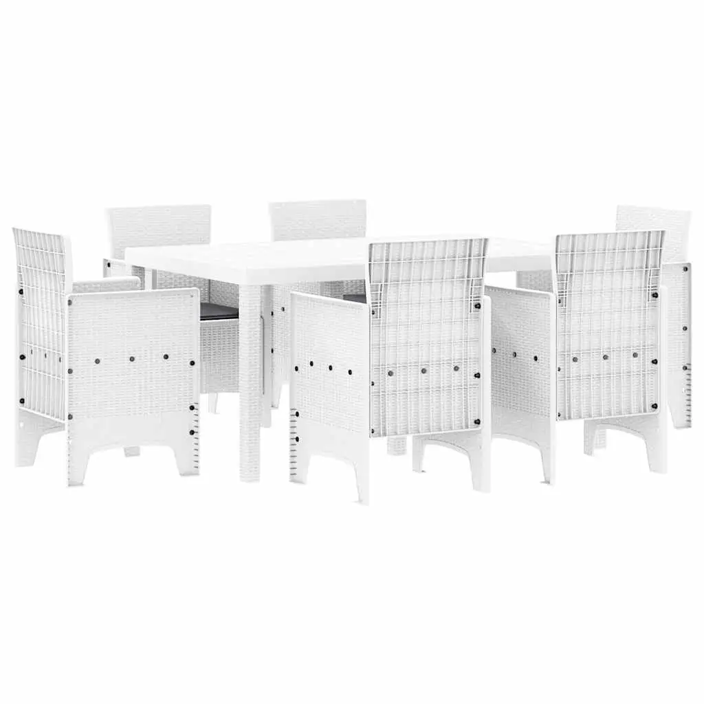 Ensemble de salle à manger pour jardin 7 pcs | Mobilier d’extérieur Blanc Rattan Polt Maison Chic