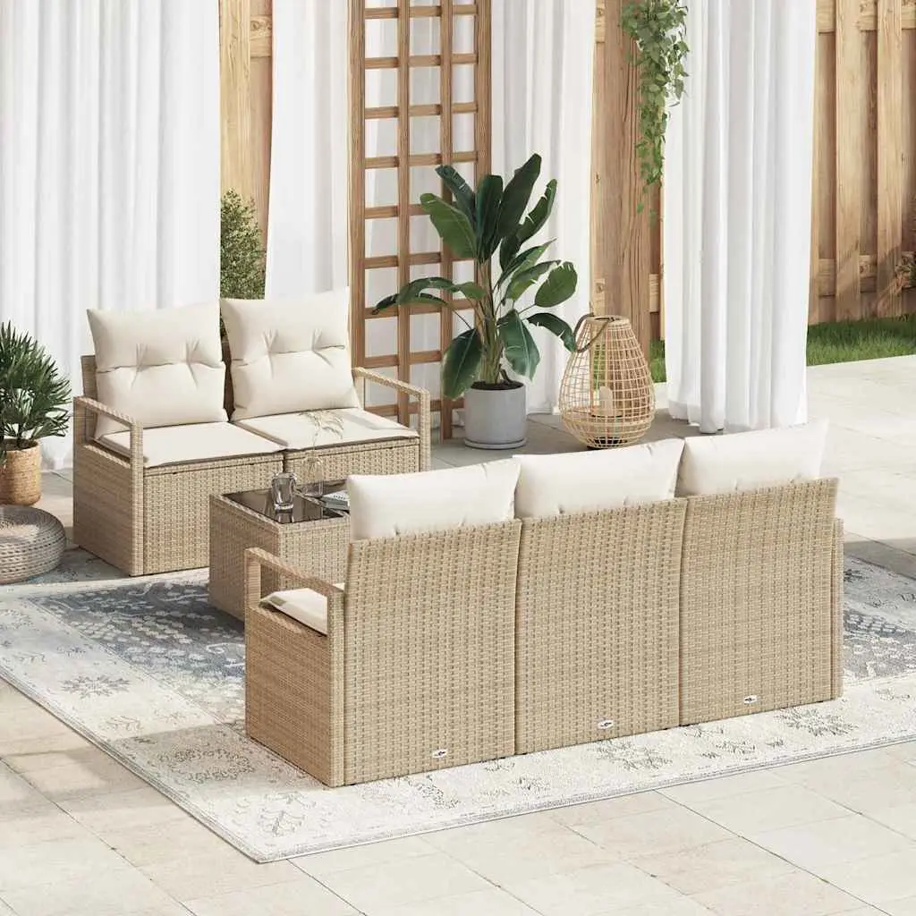 Ensemble de Canapés avec coussin 6 pcs Beige et crème polyrotin vidaXL 3346261