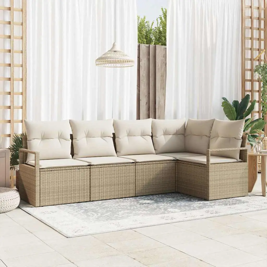Ensemble de Canapés avec coussin 5 pcs Beige polyrotin vidaXL 3346381