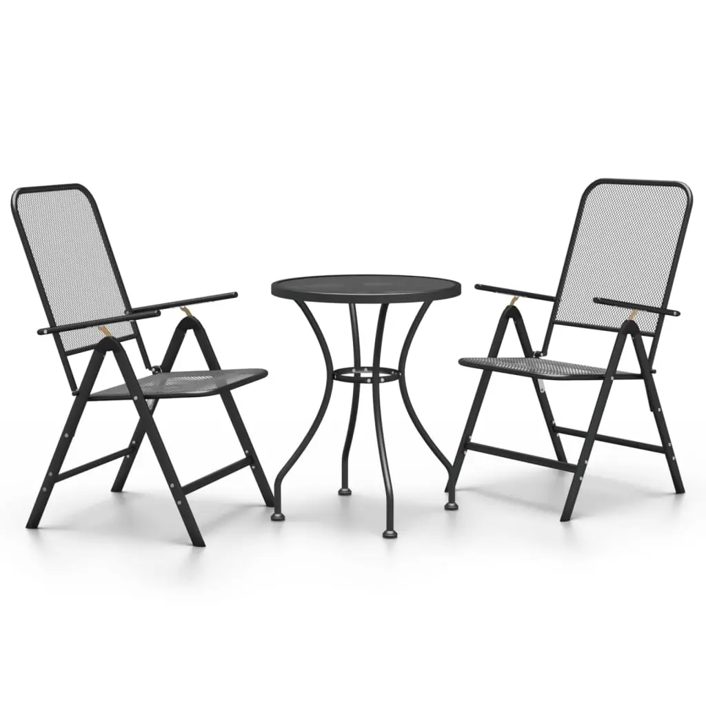 Ensemble de 3 pcs table de jardin avec chaises – mobilier de jardin Maille Métal Anthracite-JU2976