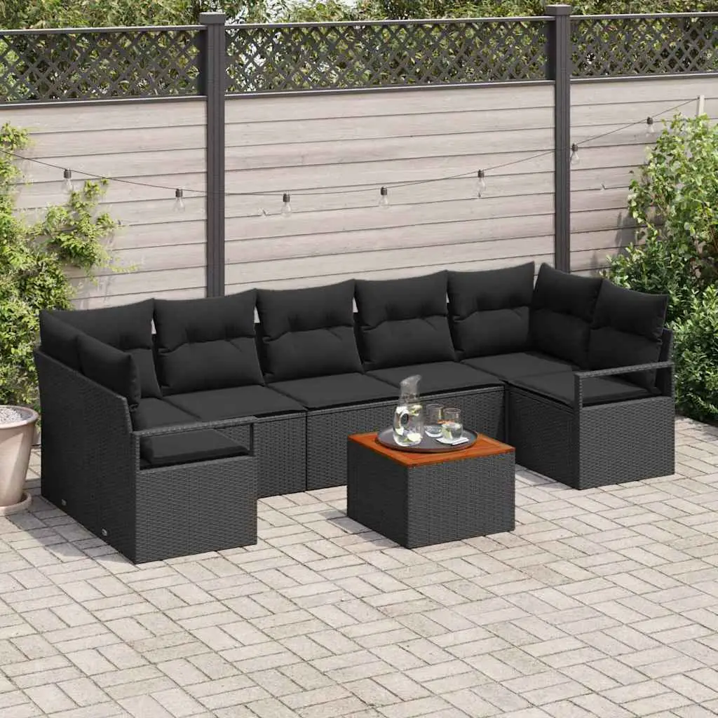 Ensemble de canapé de jardin avec stockage 8 pcs Noir polyrotin vidaXL 3356343