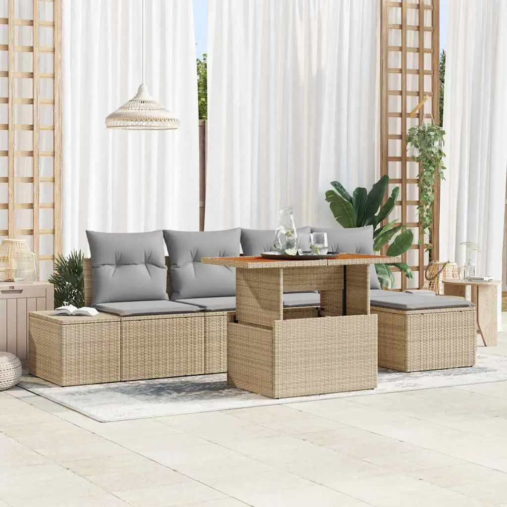 Ensemble de salle à manger pour jardin 6 pcs Beige et gris vidaXL 3349951 beige et gris
