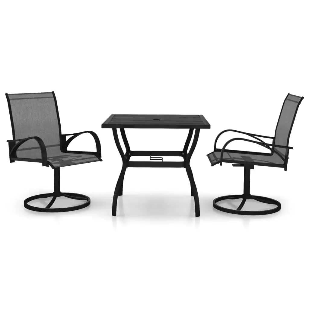 Ensemble de 3 pcs table de jardin avec chaises – mobilier de jardin textilène et acier