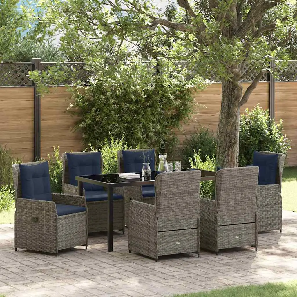 Ensemble de salle à manger pour jardin 7 pcs Gris Poly rotin vidaXL 3381034