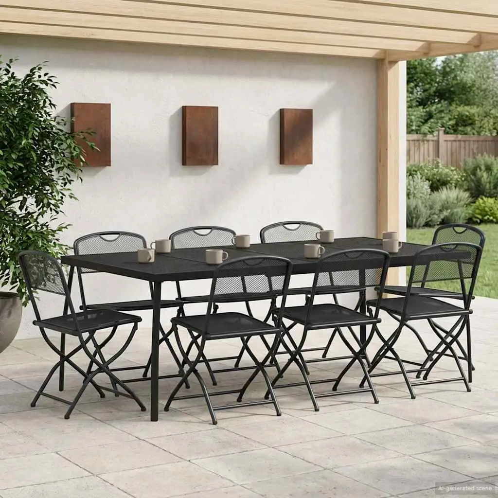 Ensemble de meubles d’extérieur 9 pcs Anthracite Fer et Acier vidaXL 3422900