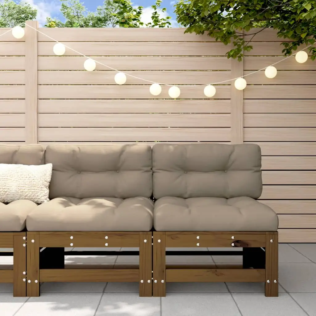 Ensemble de 2 Modules centraux en bois de pin solide pour un salon de jardin modulable au charme authentique Marron Miel – ComfortXL Outdoor Living