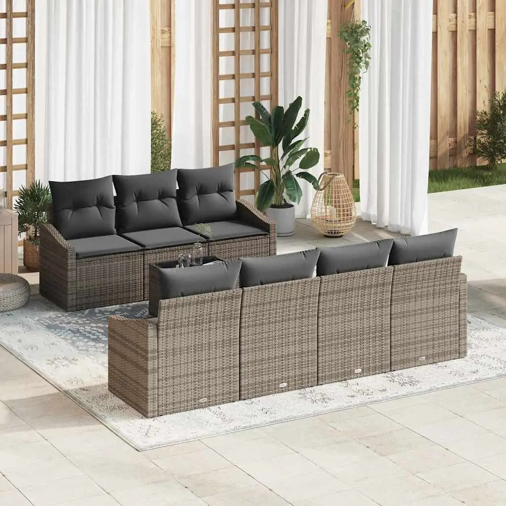 Ensemble de Canapés avec coussin 8 pcs Gris polyrotin vidaXL 3346629