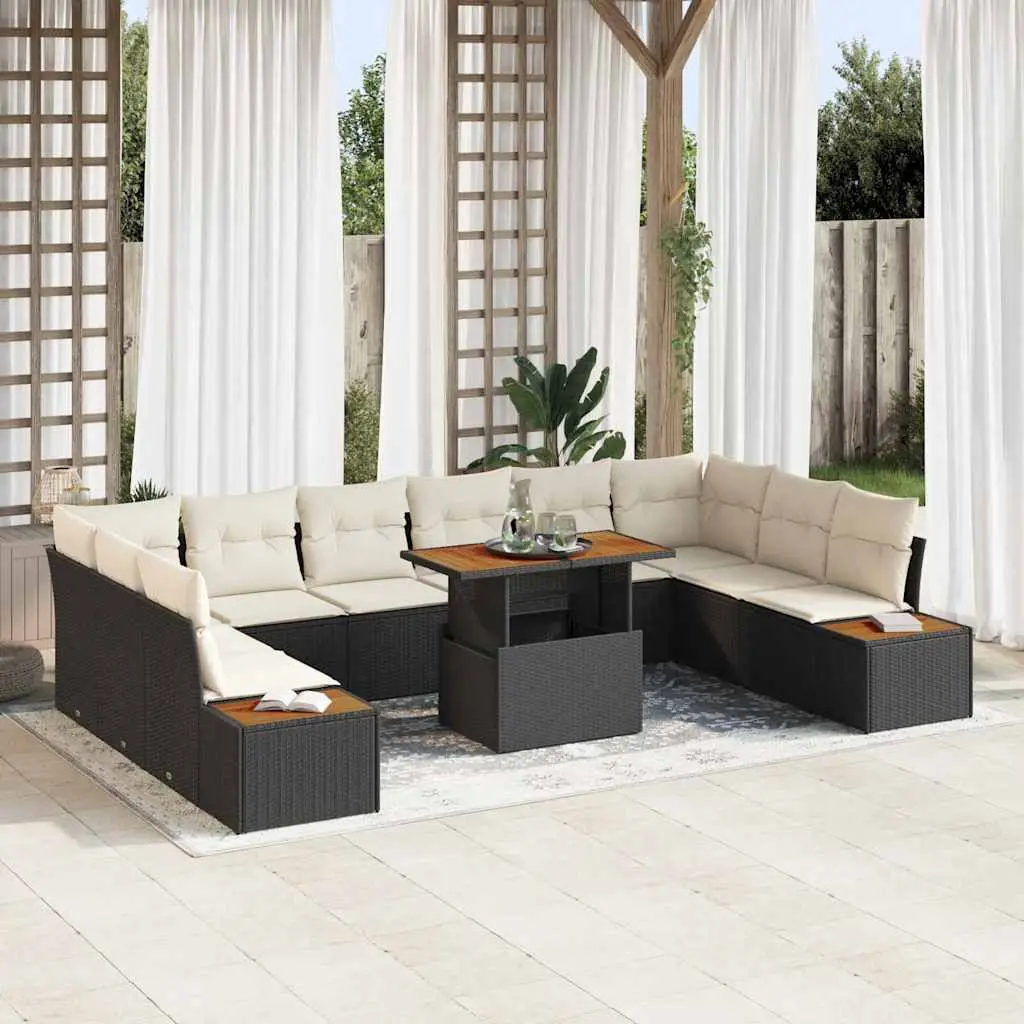 Ensemble de salle à manger pour jardin 11 pcs Noir et Beige vidaXL 3350104 Noir et crème