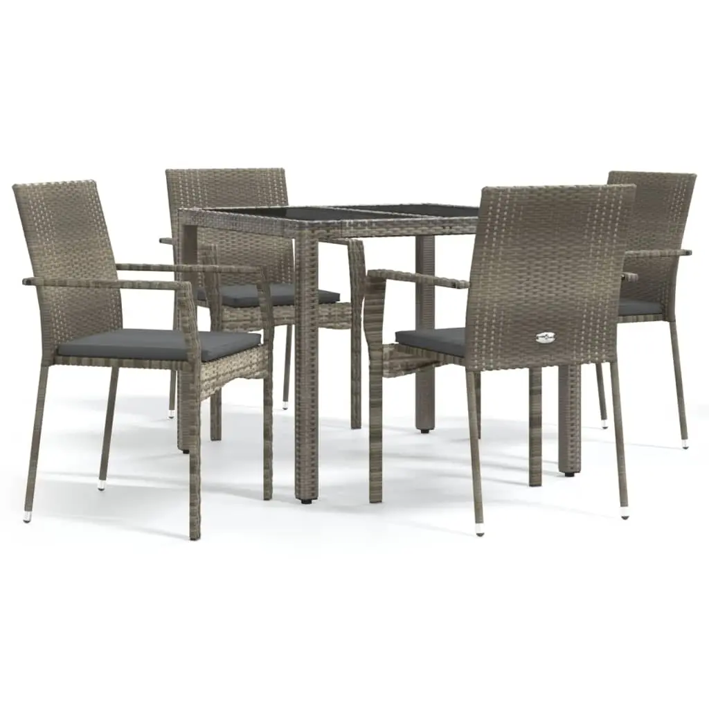 Ensemble de 5 pcs table de jardin avec chaises – mobilier de jardin coussins gris résine tressée ny568