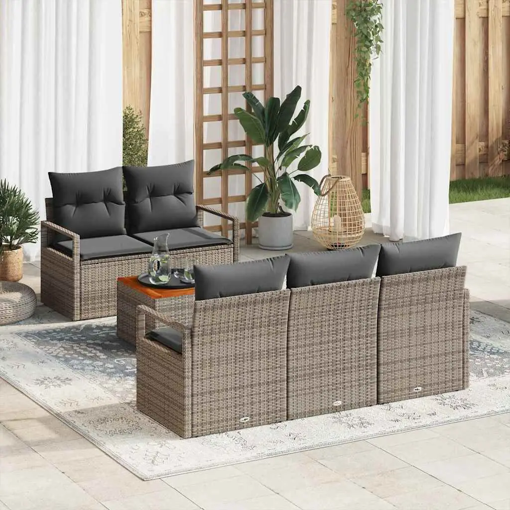 Ensemble de canapé de jardin avec stockage 6 pcs Gris polyrotin vidaXL 3356312