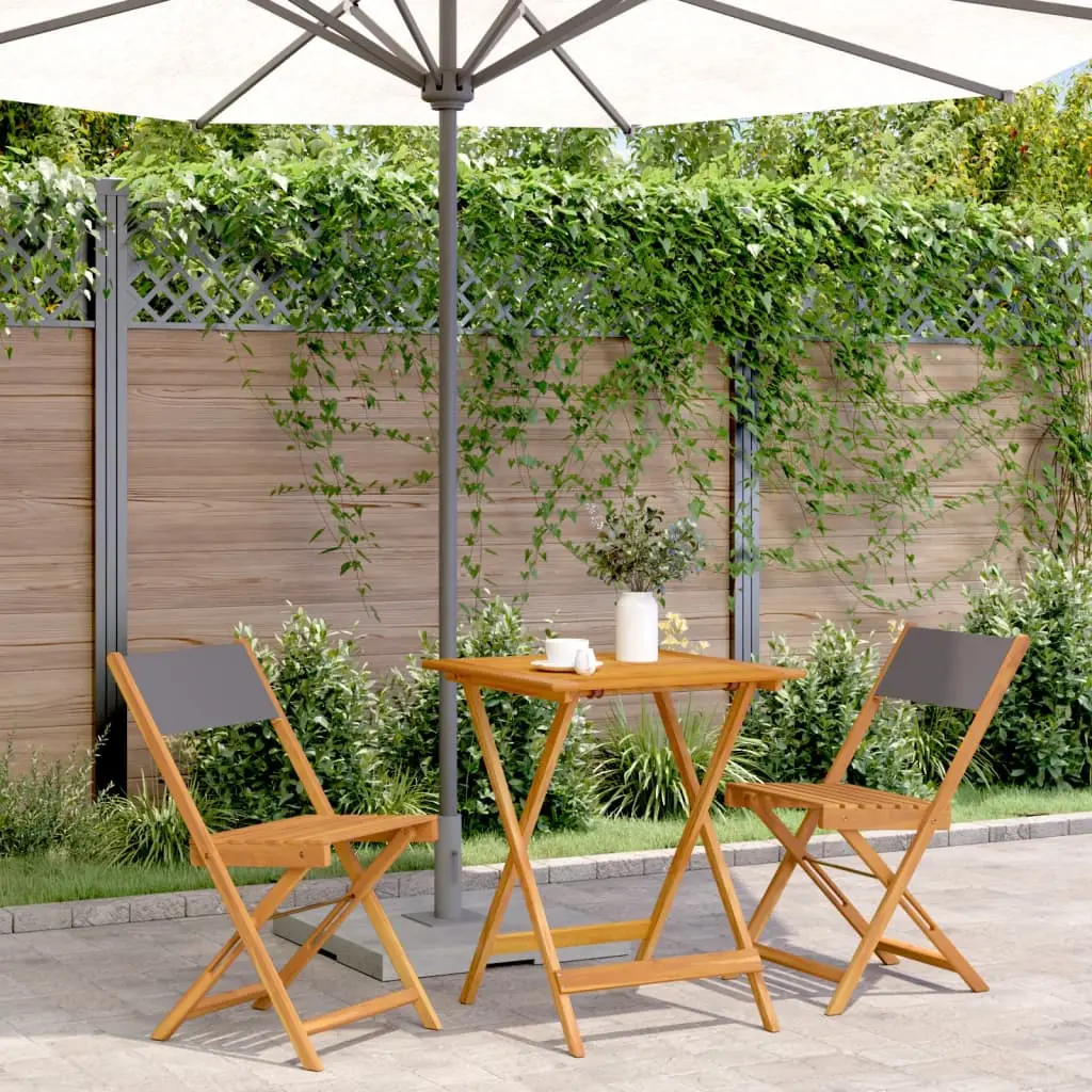 Ensemble de balcon 3 pièces pliant table carrée 60x60cm en bois et tissu anthracite – ComfortXL Outdoor Living
