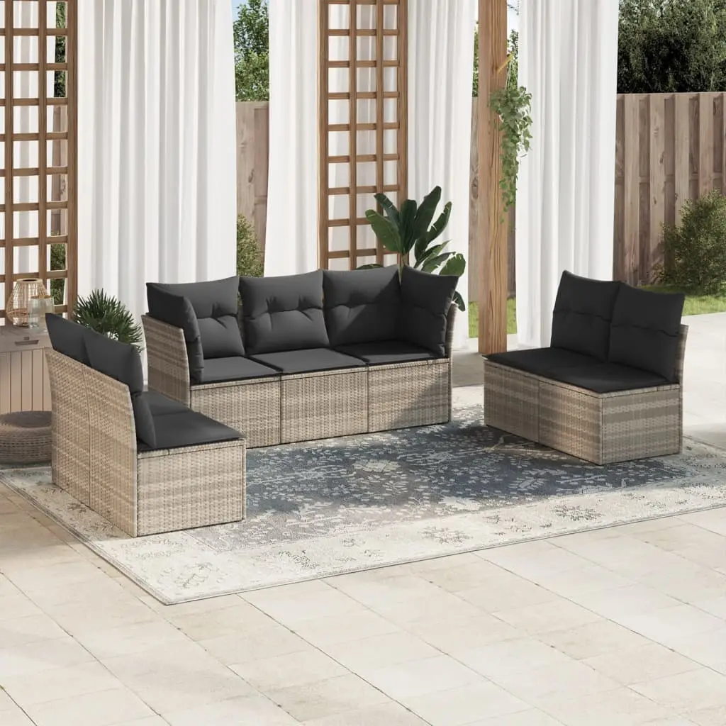 Ensemble Canapés de Jardin 7 Pièces en Résine Tressée pour Extérieur Gris Clair – ComfortXL Outdoor Living