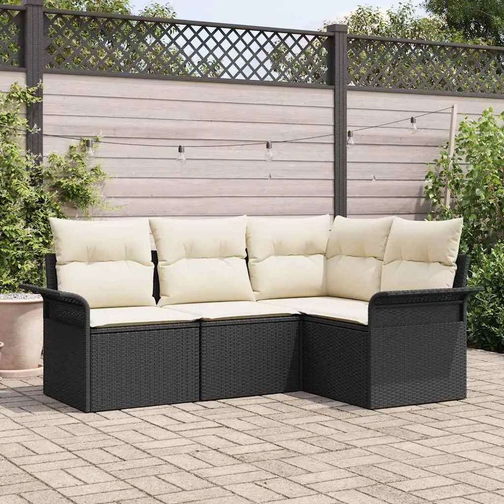 Ensemble de canapé de jardin avec stockage 4 pcs Noir polyrotin vidaXL 3354006