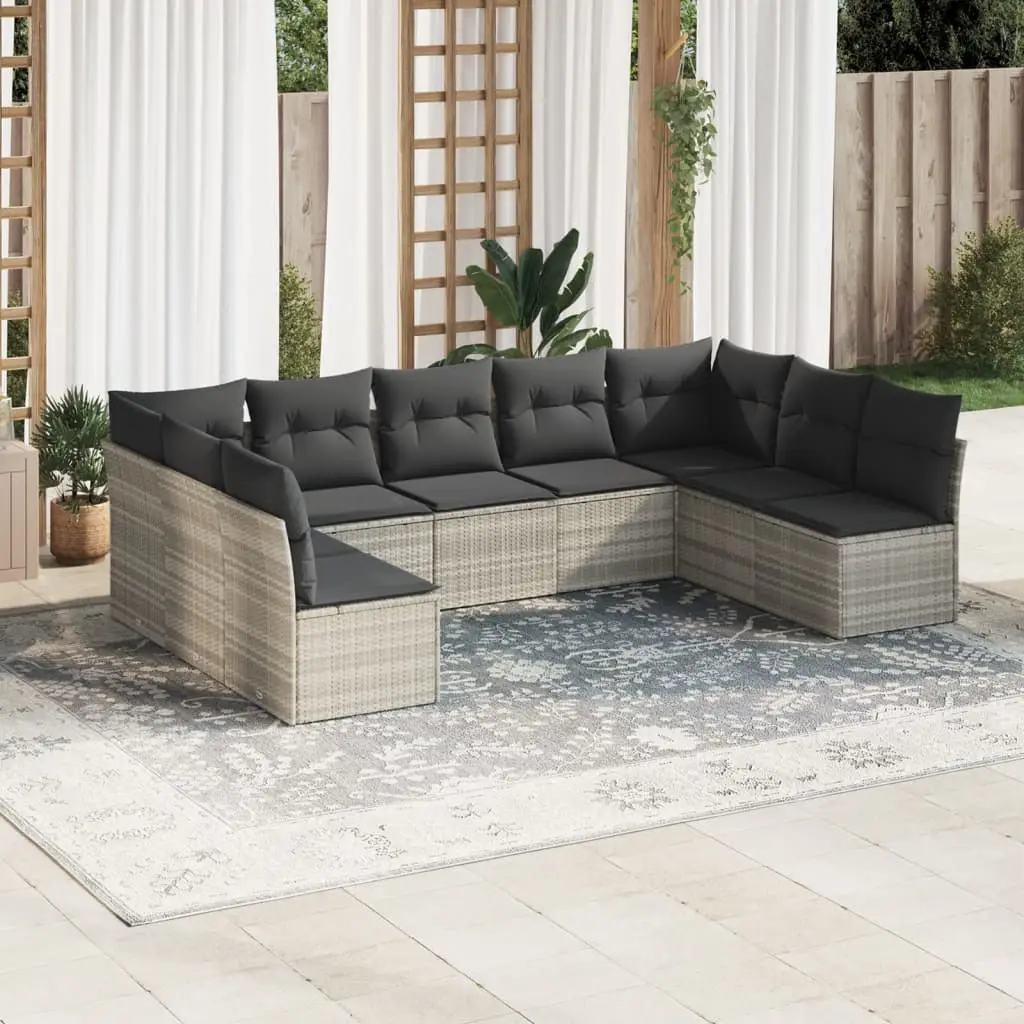 Ensemble canapé de jardin 9 pcs résine tressée modulable Gris Clair – ComfortXL Outdoor Living