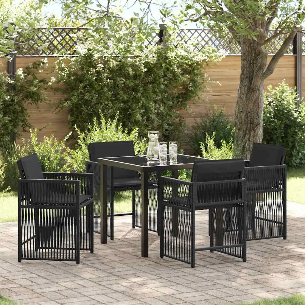 Ensemble de salle à manger pour jardin 5 pcs Noir polyrotin vidaXL 3380773