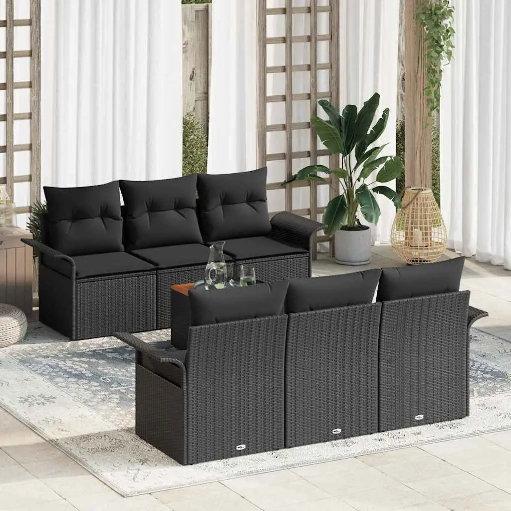 Ensemble de canapé de jardin avec stockage 7 pcs Noir polyrotin vidaXL 3355944