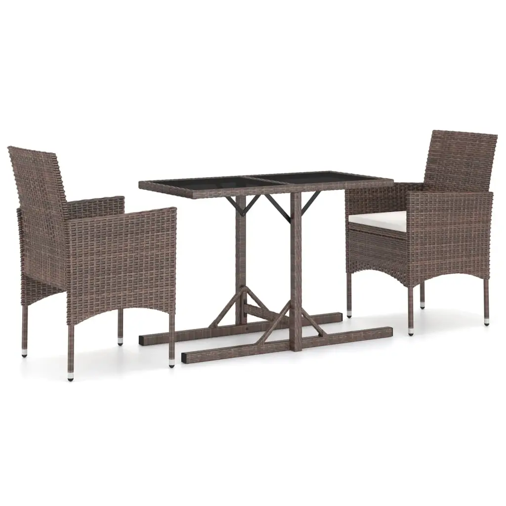 Ensemble de 3 pcs table de jardin avec chaises – mobilier de jardin Marron Brun