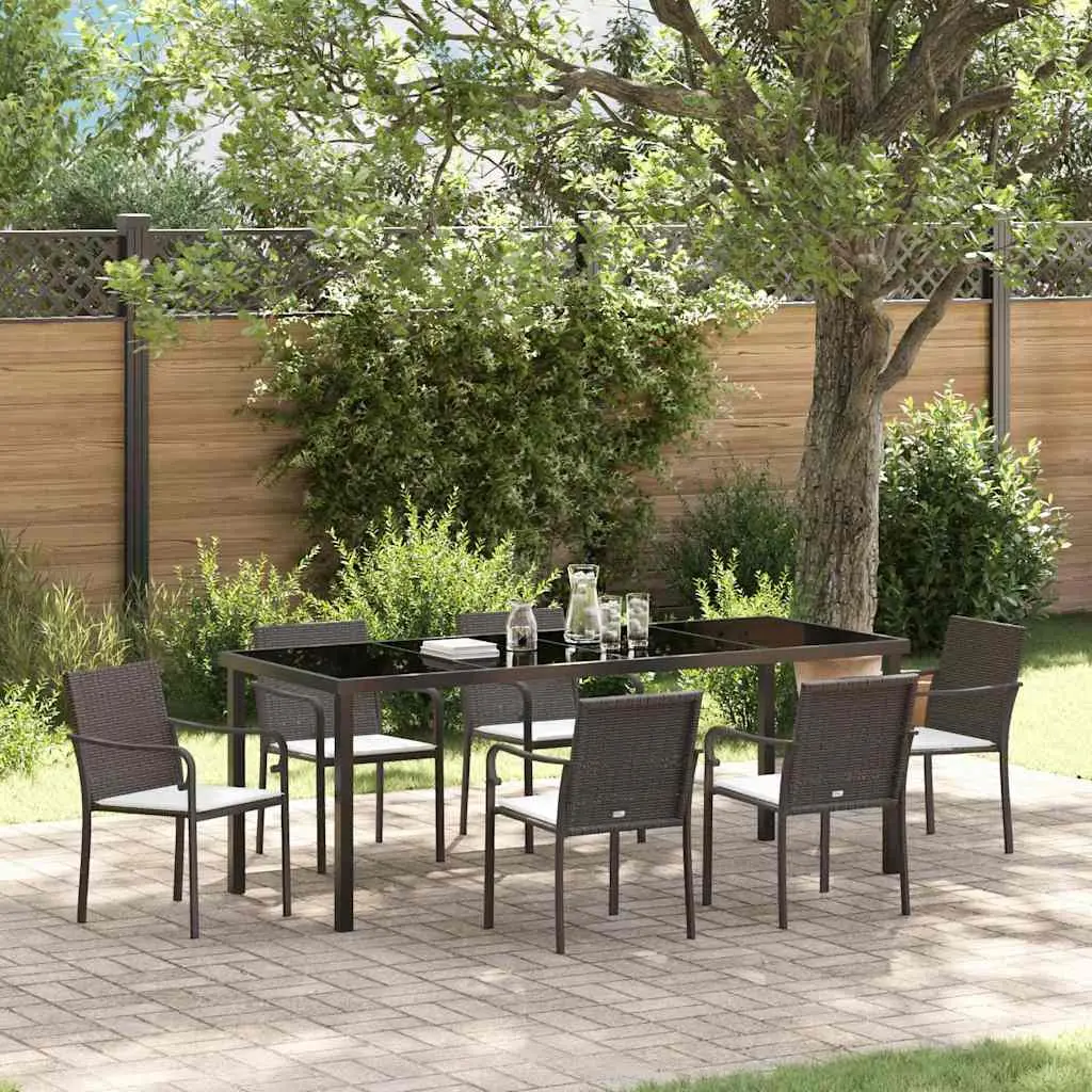 Ensemble de salle à manger pour jardin 7 pcs Marron et Noir vidaXL 3379049