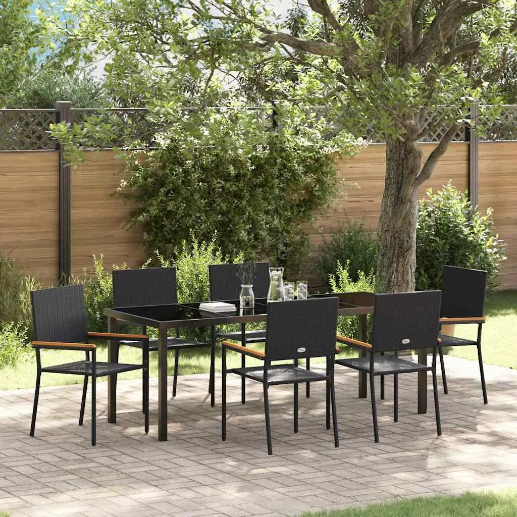Ensemble de salle à manger pour jardin 7 pcs Noir polyrotin vidaXL 3379707