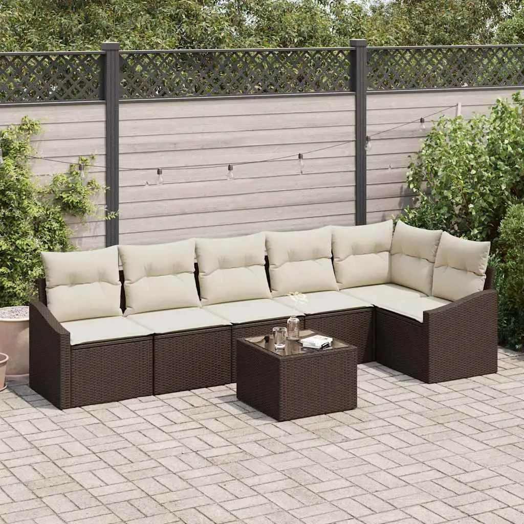 Ensemble de Canapés avec coussin 7 pcs Marron polyrotin vidaXL 3346748