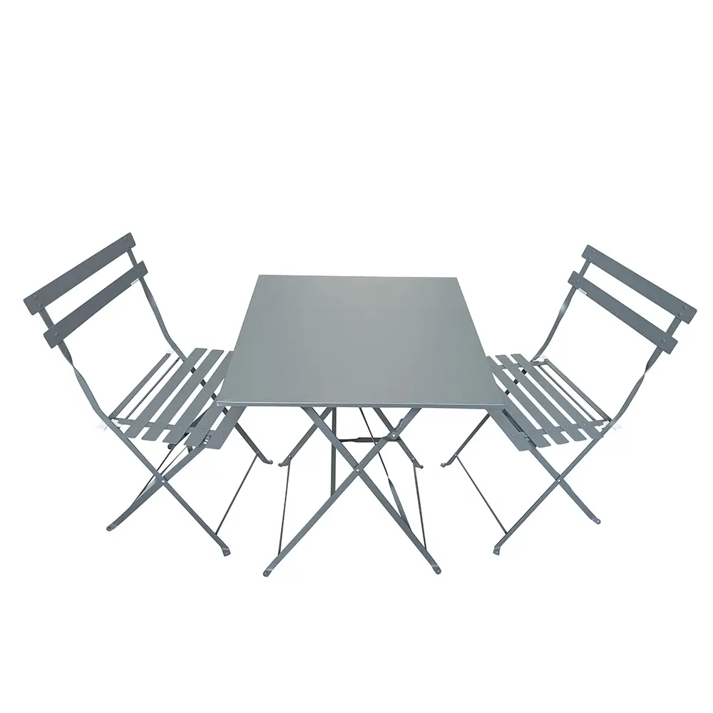 Ensemble de jardin pliable Madalena – Table de bistrot carrée et 2 chaises pour balcon ou terrasse Unité Anthracite