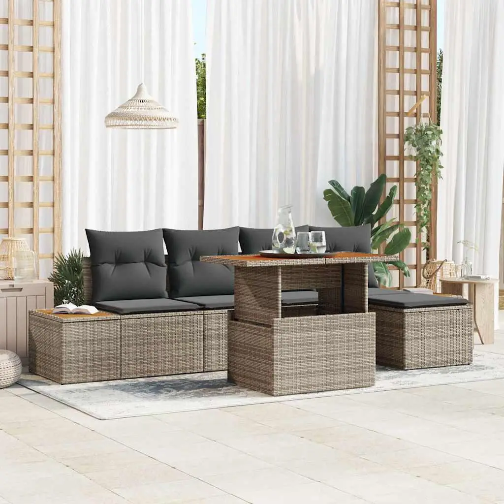 Ensemble de salle à manger pour jardin 6 pcs Gris et marron vidaXL 3350061