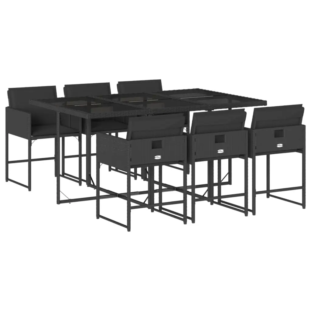 Ensemble de 7 pcs table de jardin et chaises avec coussins – mobilier de jardin Noir Résine tressée-JU2421