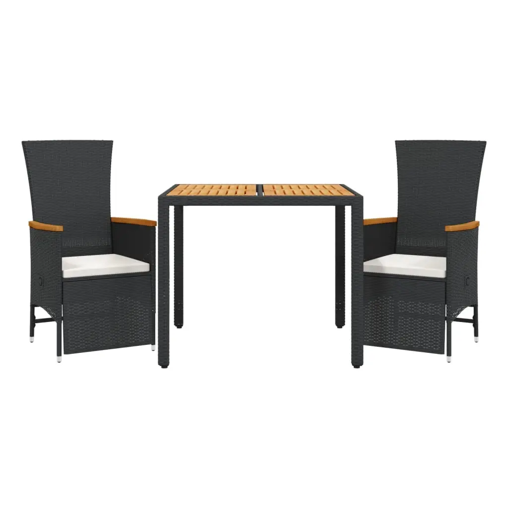 Ensemble de 3 pcs table de jardin et chaises avec coussins – mobilier de jardin Noir-JU3157