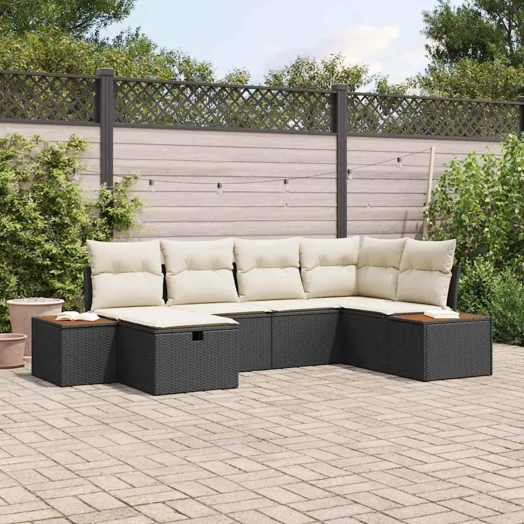 Ensemble de canapé de jardin avec coussin Noir polyrotin vidaXL 3360961