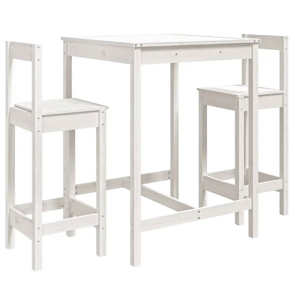 Ensemble de 3 pcs bar de jardin – Mobilier d’extérieur – Mobilier de jardin blanc bois de pin massif