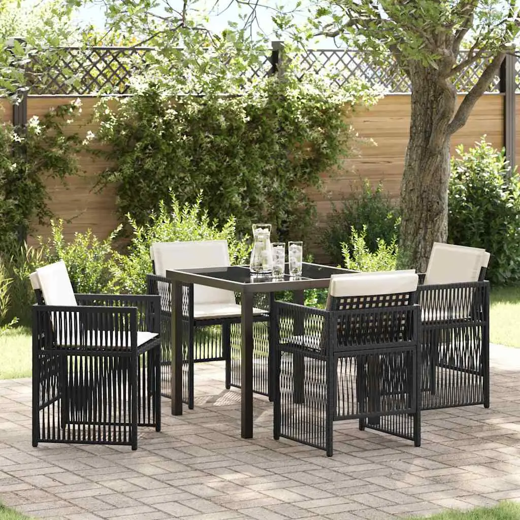 Ensemble de salle à manger pour jardin 5 pcs Noir vidaXL 3380645 Noir et blanc crème