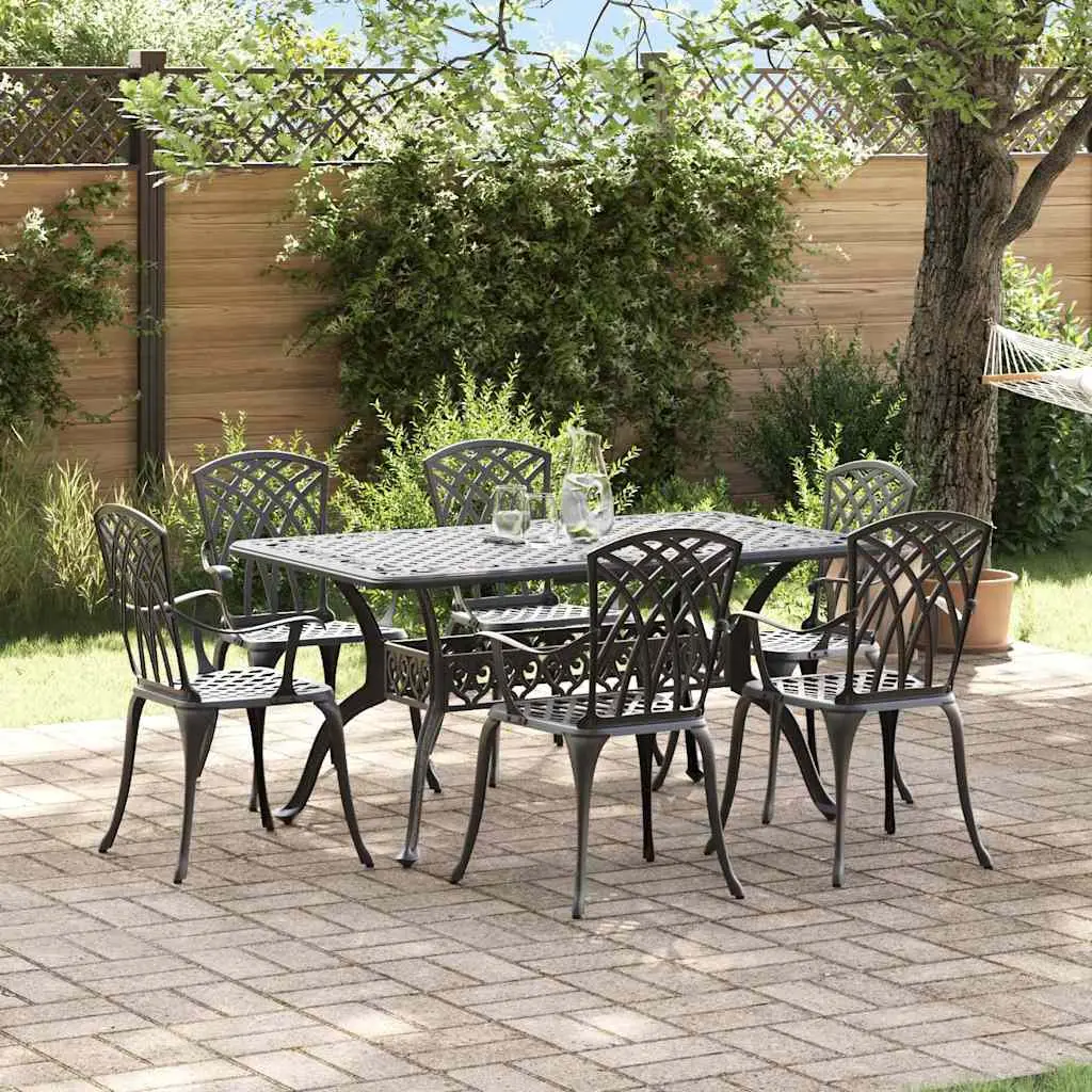 Ensemble de salle à manger pour jardin 7 pcs Noir Aluminium vidaXL 3334681