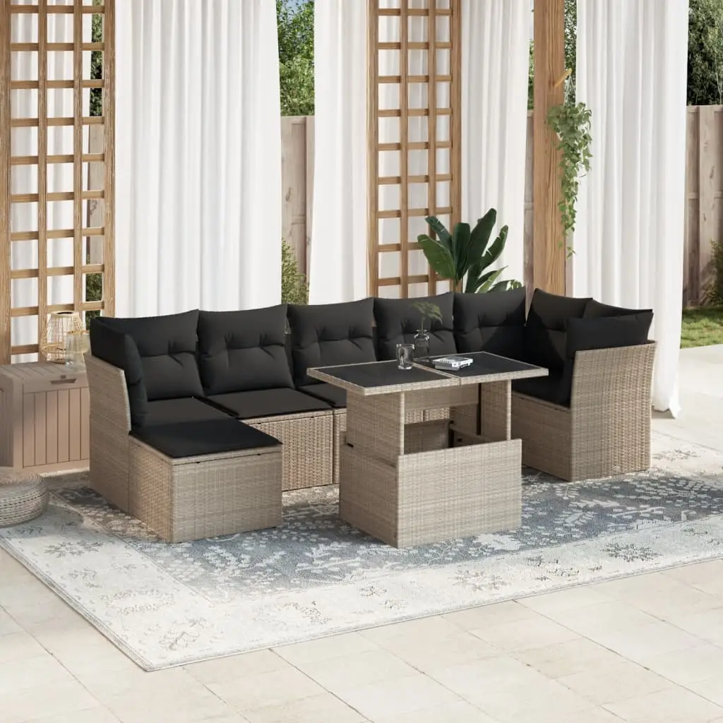 Ensemble de jardin modulable 8 places en résine tressée Gris Clair pour terrasse – ComfortXL Outdoor Living