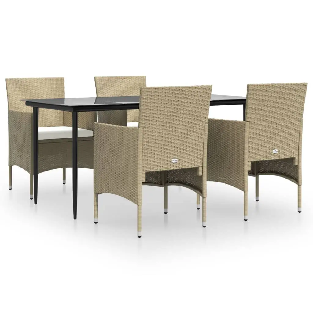 Ensemble de 5 pcs table de jardin et chaises avec coussins – mobilier de jardin Beige/noir