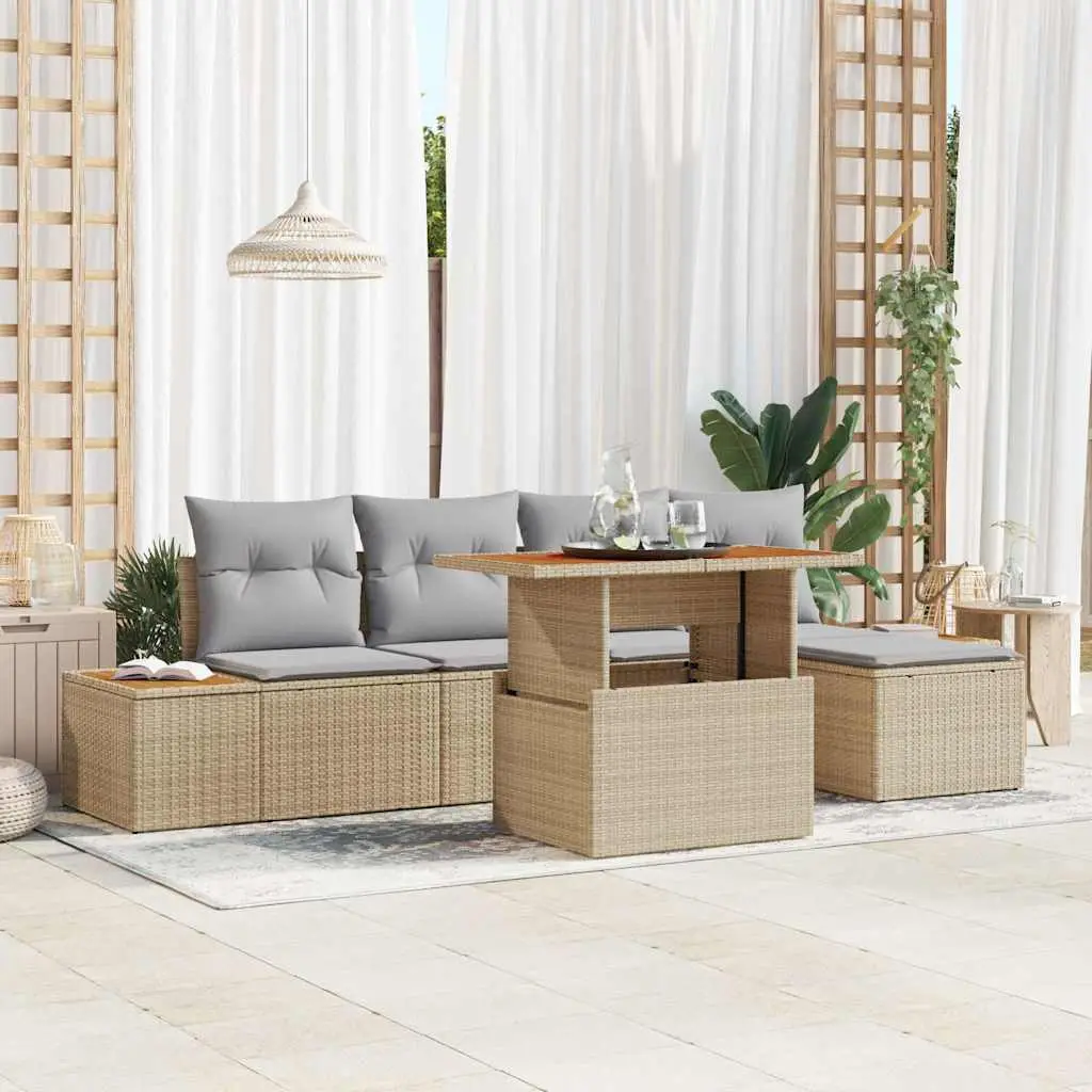Ensemble de salle à manger pour jardin 6 pcs Beige et gris vidaXL 3350062 beige et gris