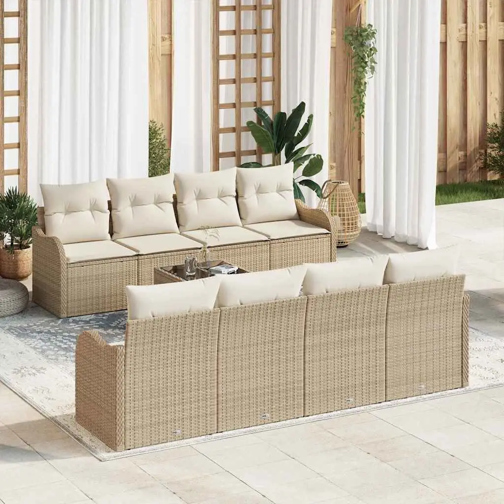 Ensemble de canapé de jardin Beige 55 x 55 x 37 cm polyrotin vidaXL 3345631