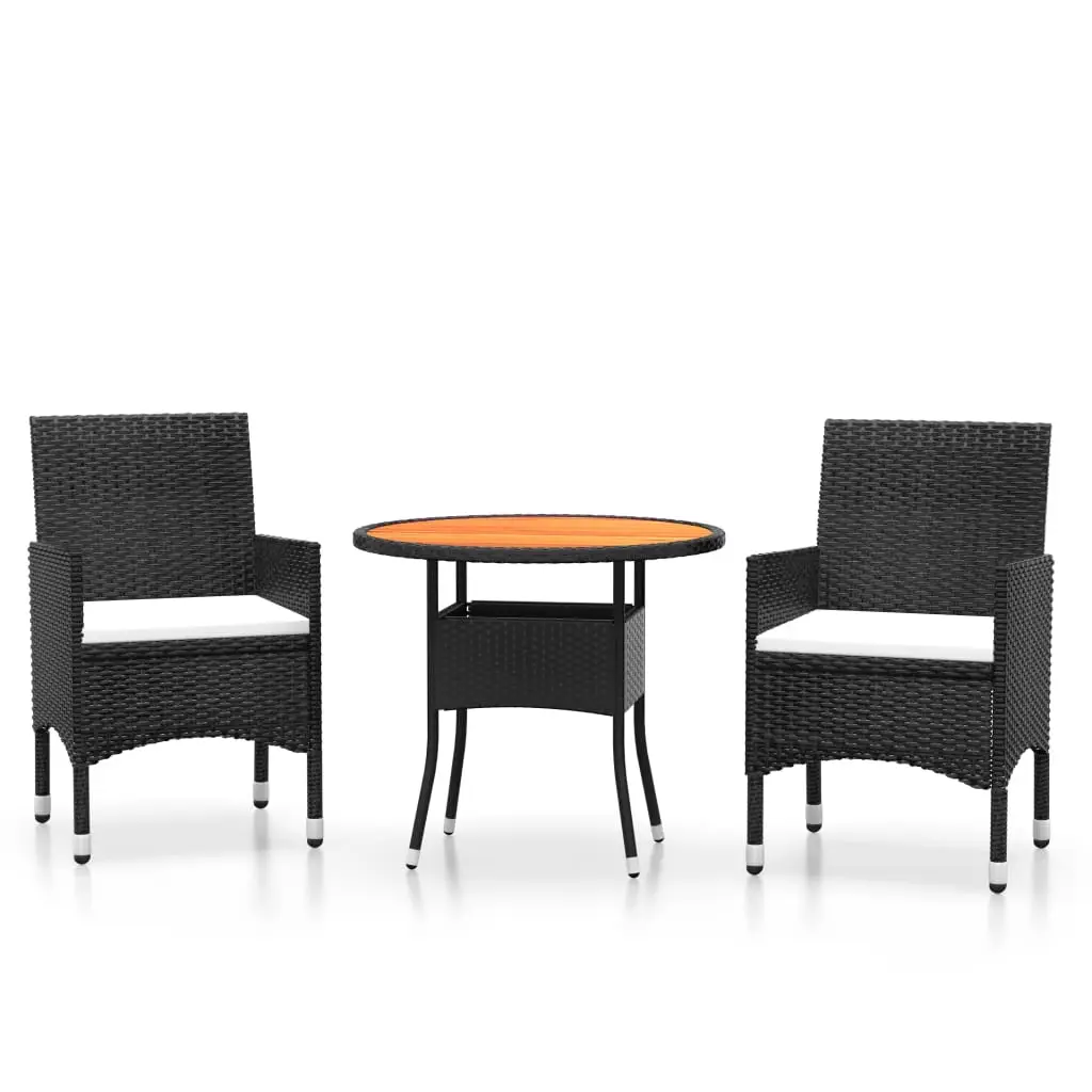Ensemble de 3 pcs table de jardin avec chaises – mobilier de jardin Résine tressée Noir-JU2419