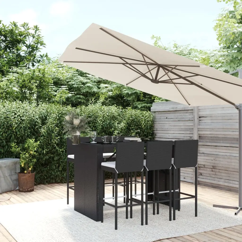 Ensemble de bar de jardin 7 pcs avec coussins noir poly rotin vidaXL 3187627