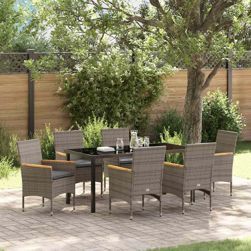 Ensemble de salle à manger pour jardin 7 pcs Gris polyrotin vidaXL 3379853