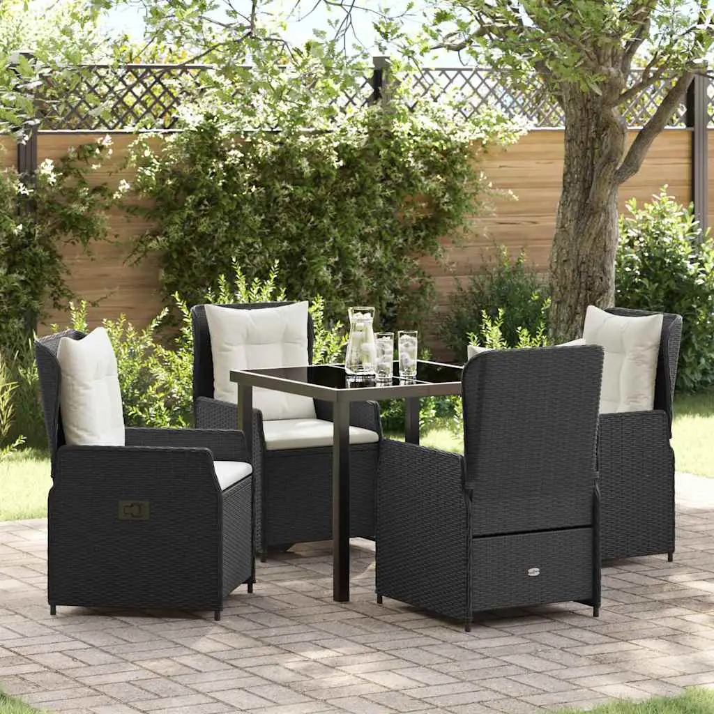 Ensemble de salle à manger pour jardin 5 pcs Noir polyrotin vidaXL 3380940