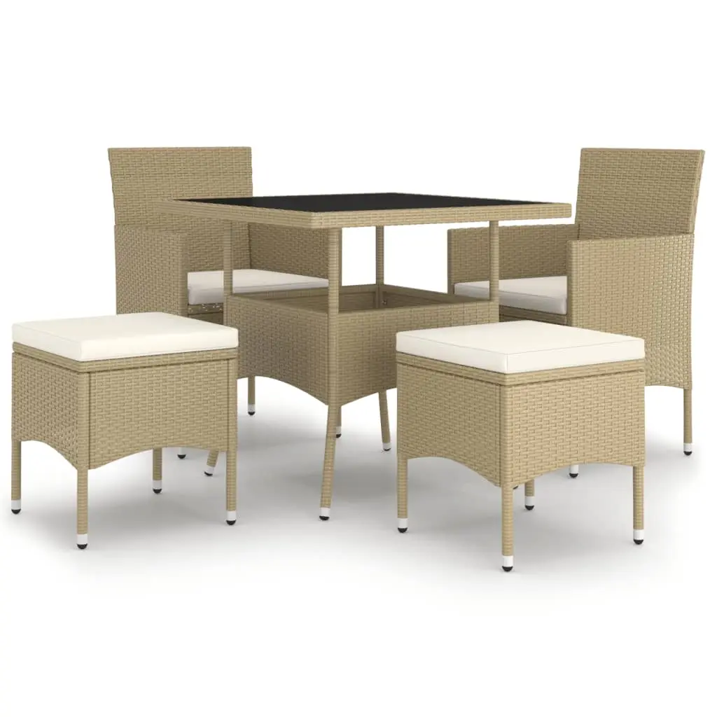 Ensemble de 5 pcs table de jardin avec chaises – mobilier de jardin Résine tressée Beige-JU2522