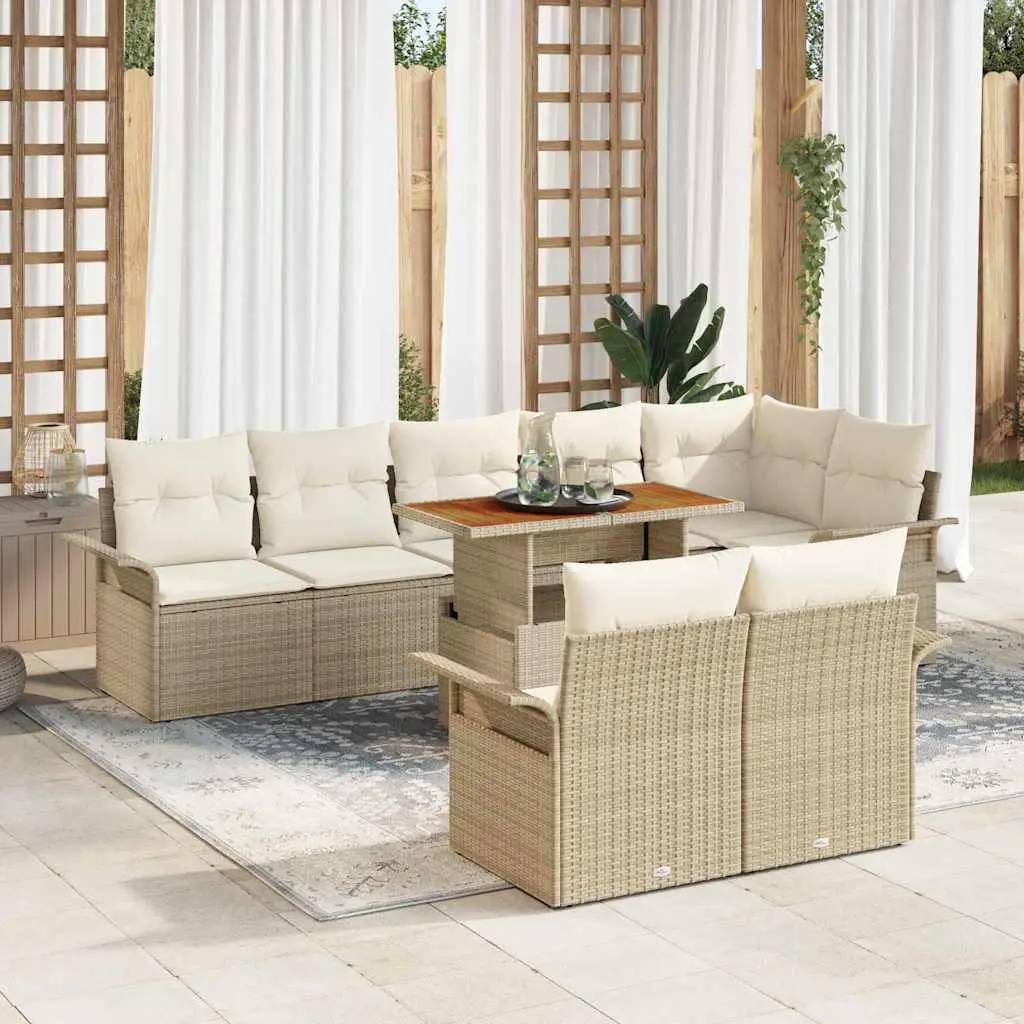 Ensemble de jardin 9 pcs en Poly rotin avec assises modulables et rangement Beige – ComfortXL Outdoor Living