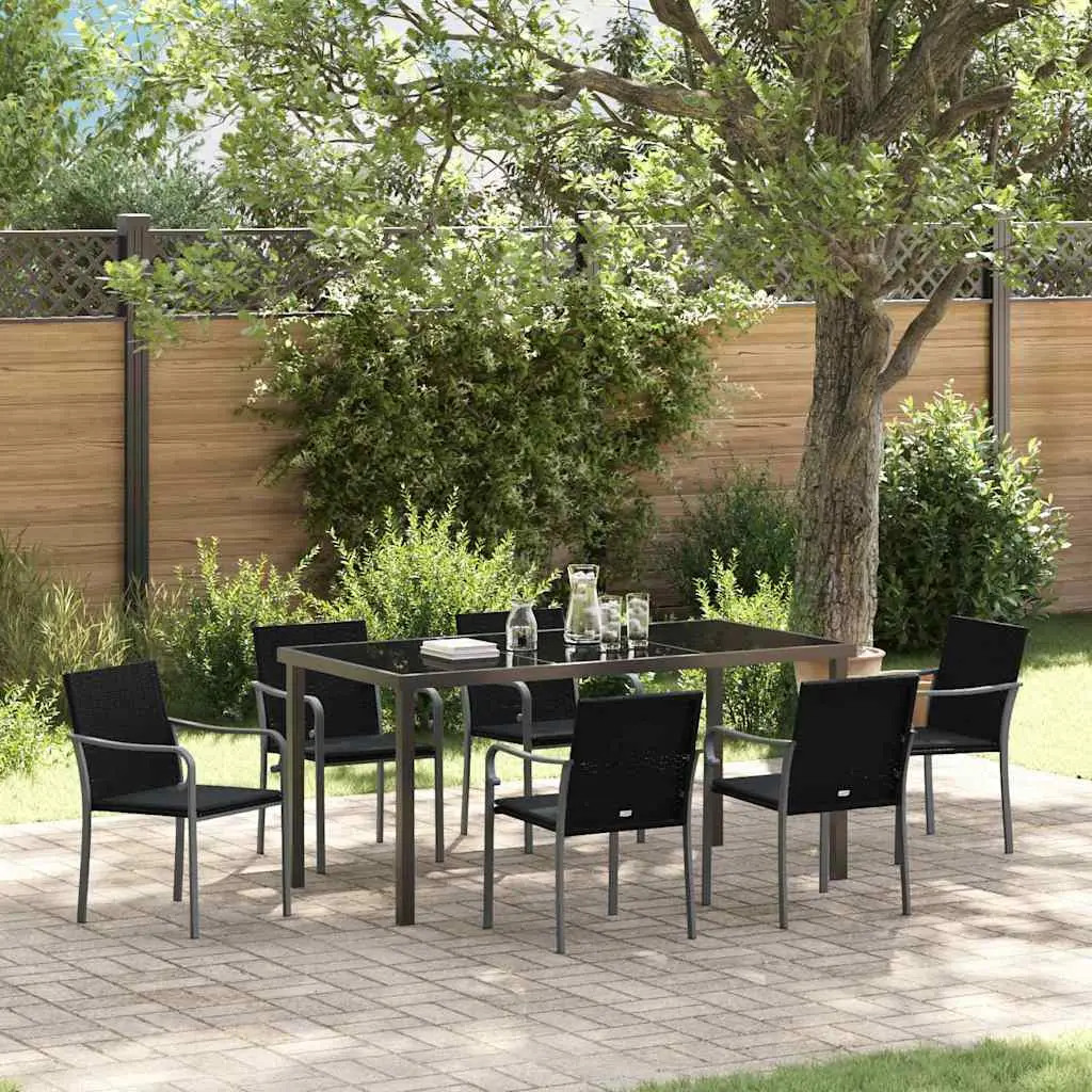 Ensemble de salle à manger pour jardin 7 pcs Noir et gris vidaXL 3379055