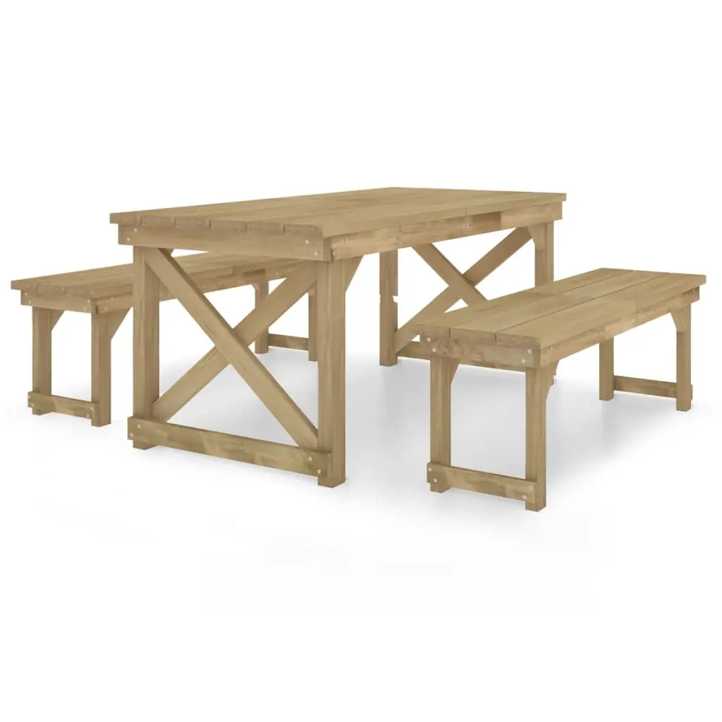 Ensemble de 3 pcs table de jardin avec chaises – mobilier de jardin Bois de pin imprégné-JU2570
