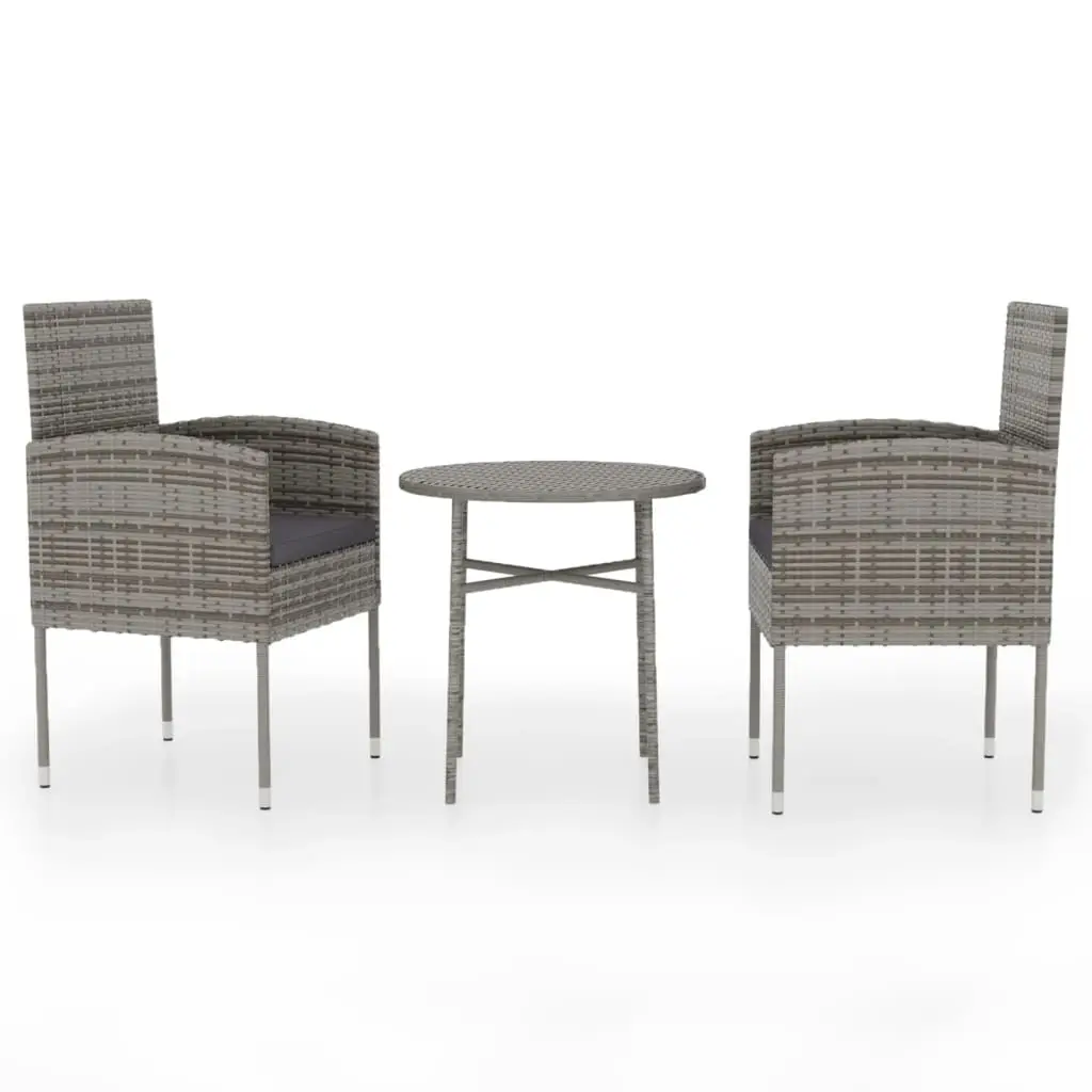 Ensemble de 3 pcs table de jardin avec chaises – mobilier de jardin Résine tressée Anthracite-JU2549