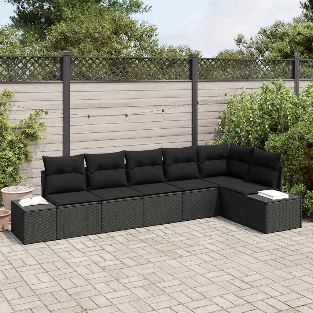 Ensemble de canapé de jardin avec stockage 6 pcs Noir polyrotin vidaXL 3355752