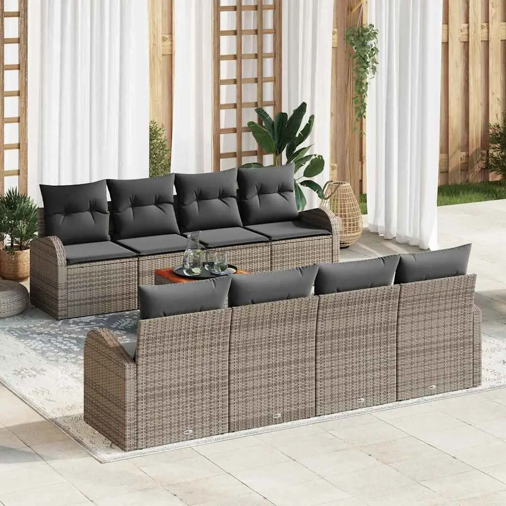 Ensemble de canapé de jardin avec stockage 9 pcs Gris polyrotin vidaXL 3356221