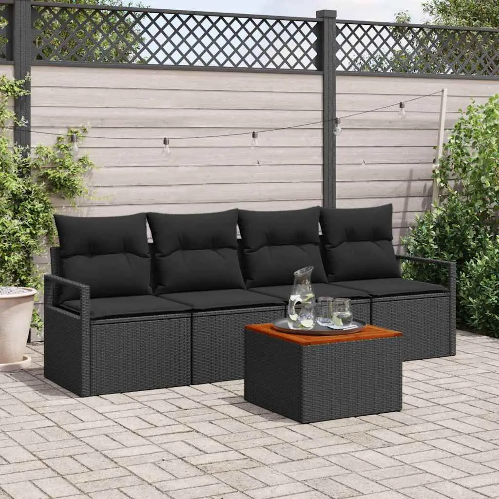 Ensemble de canapé de jardin avec stockage 5 pcs Noir polyrotin vidaXL 3356308